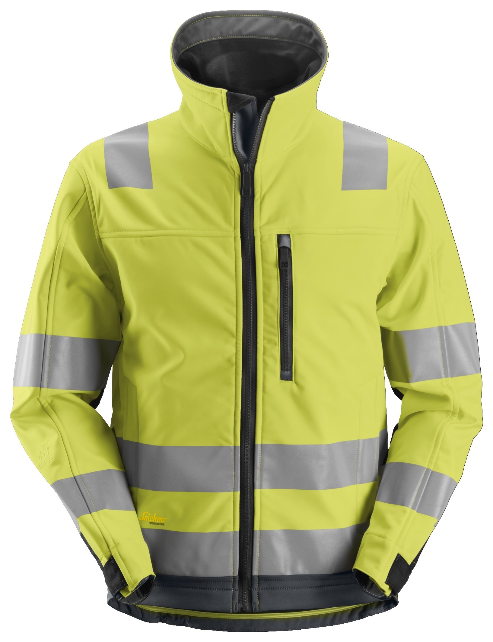 hørbar grundlæggende Luftfart Snickers High-Vis Softshell jakke med refleks, gul