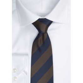 Klassisk og moderne stribet slips - navy/brun