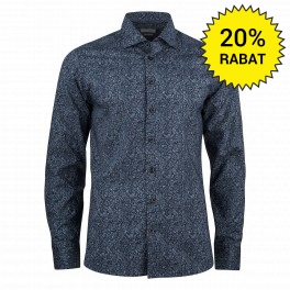 Smart og elegant herreskjorte med printet mønster, slim fit - navy