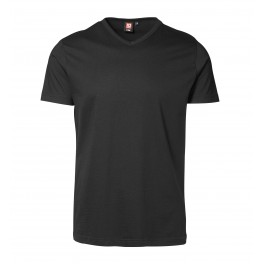 ID T-shirt T-TIME, 100% bomuld m/ V-hals, sort