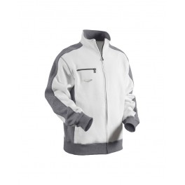 Blåkläder, sweat-shirt med lynlås og brystlomme, hvid/grå