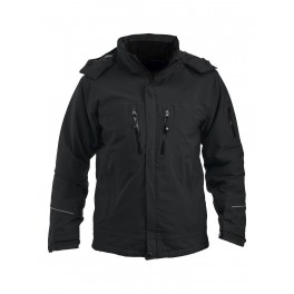Foret Softshell jakke med aftagelig hætte, vindtæt og vandafvisende, sort