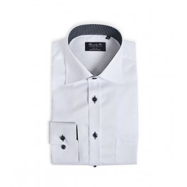 Bosweel twill-skjorte med lange ærmer og kontrast, hvid