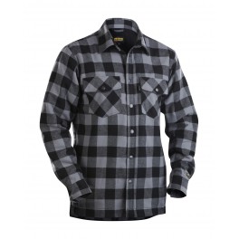 Blåkläder foret flannel skovmandsskjorte m/trykknapper, antrasit grå/sort