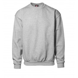 Klassisk sweatshirt med rund hals og børstet inderside, grå melange